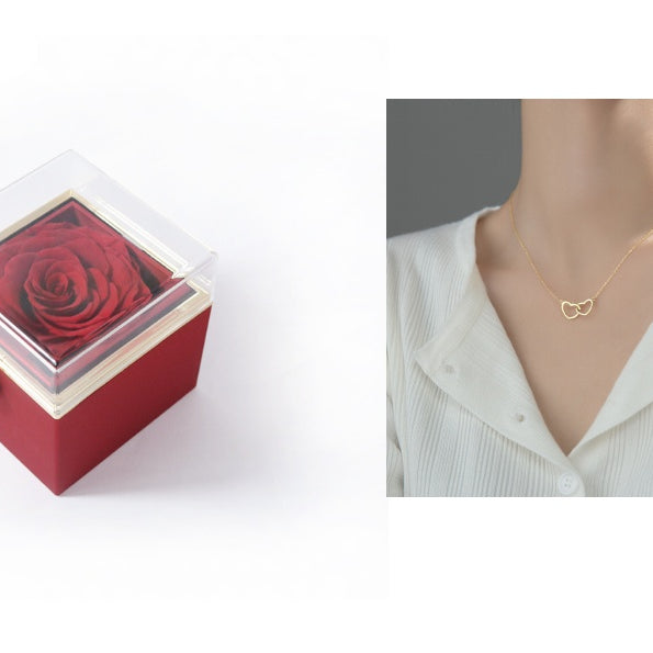 Fashion Acrylic Rotating Rose Jewelry Box