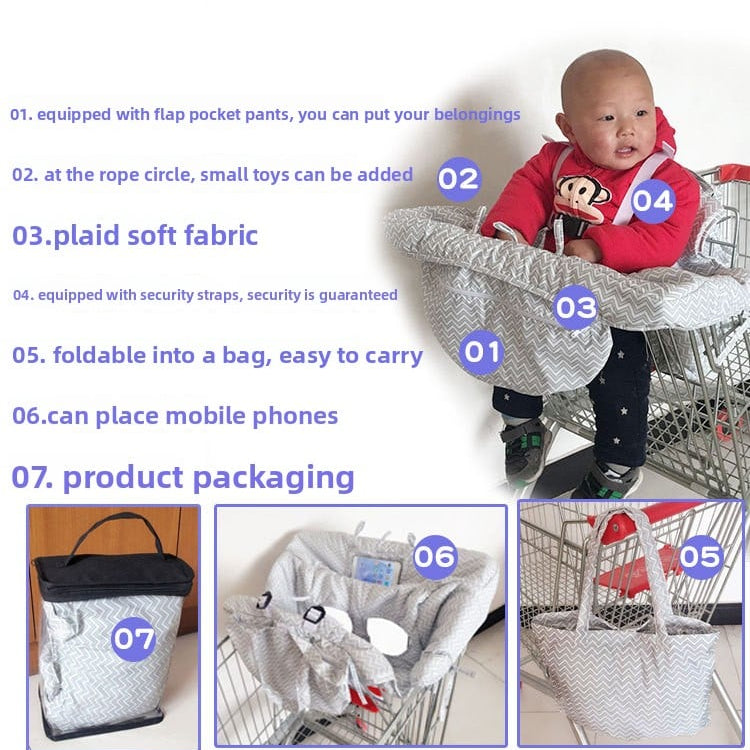 Baby and children's supermarket shopping cart seat cushions and dining chair seat cushions protect safety and portability during travel