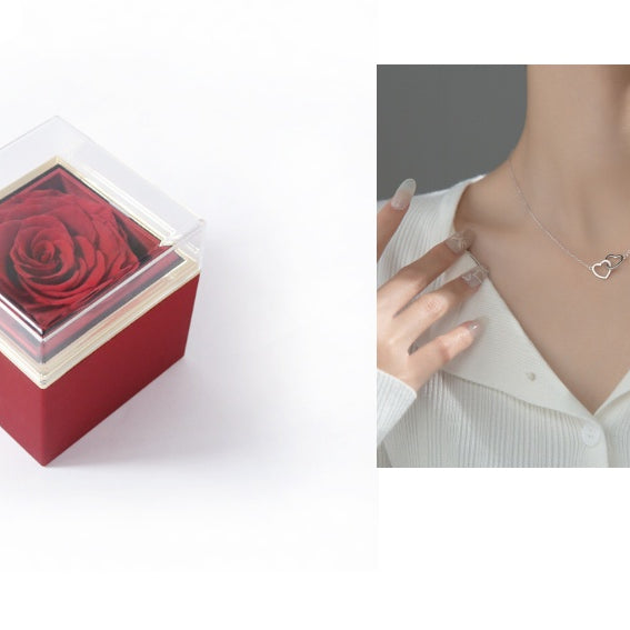 Fashion Acrylic Rotating Rose Jewelry Box