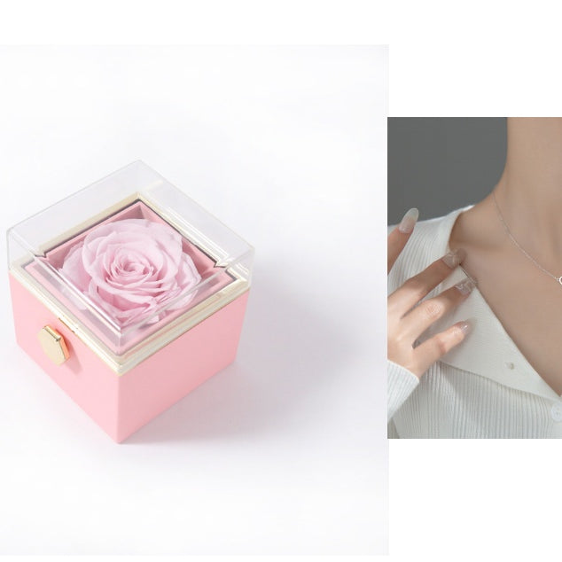 Fashion Acrylic Rotating Rose Jewelry Box
