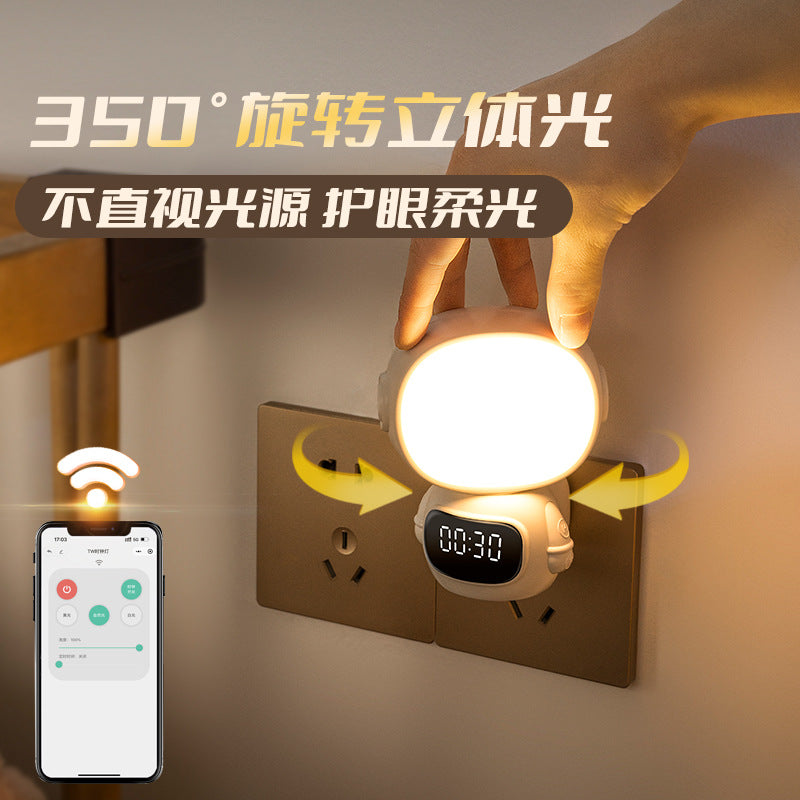 Skyworm Direct Inserted Astronaut Night Light Night Light Plug-in Sleeping Pat Light Instepless Dimming Rotating Clock Light