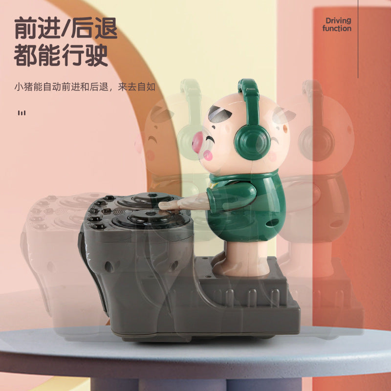 Shake The Sound Of The Same Style DJ Tide Pig Dynamic Music Light Walking Boy Children's Electric Toy Net Red Stall