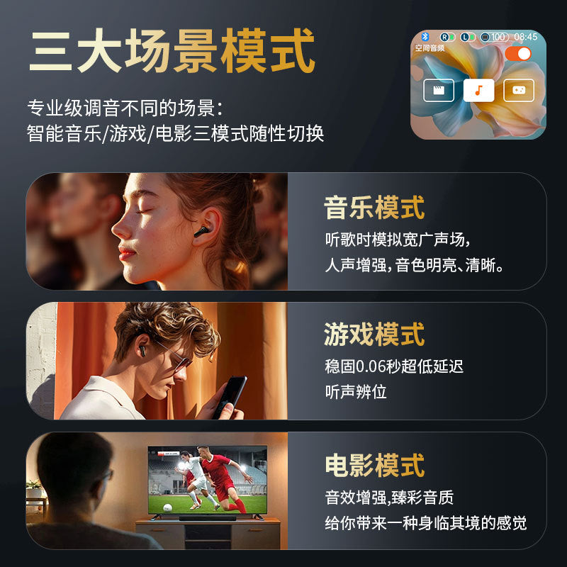 Full Color Touch Screen ANC ENC Dual Noise Reduction Bluetooth Headset In-ear Multi-function New Wireless Headset Private Model