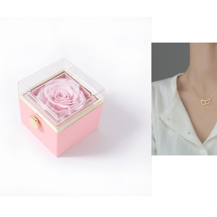 Fashion Acrylic Rotating Rose Jewelry Box