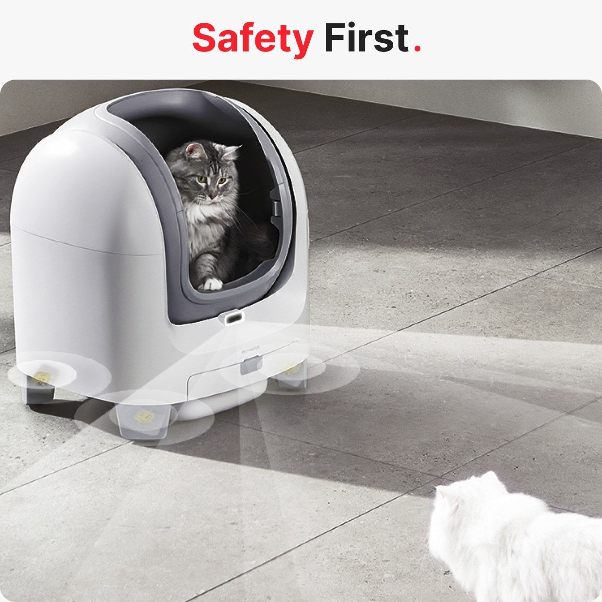 PETMARVEL C1 Large Open Top Smart WiFi Self-Cleaning Litter Box, White
